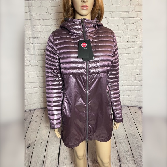 NWT New $355 Colmar Hoodie Partially Quilted Purple Jacket Size 42(IT) US S - Picture 3 of 14